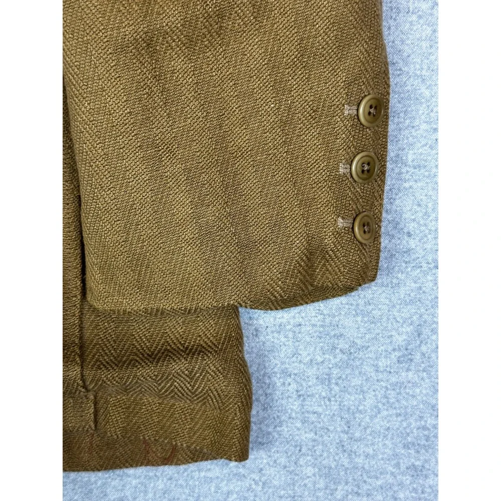 VTG Territory Ahead Linen Silk Blazer Mens Large Brown Herringbone Sport Coat